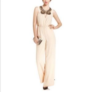 BCBG Jewel Neck Beaded Jumpsuit